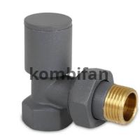 1/2" Köşe Radyatör Vanası Antrasit Gri ( Metal Volanlı )